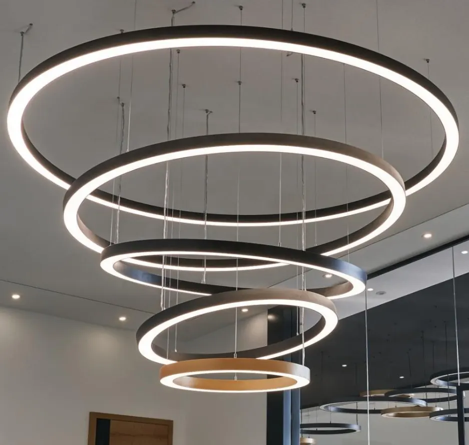 nagyméretű kerek LED függőlámpa direkt indirekt vilagitassal